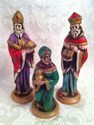 Vtg Christmas Chalkware Nativity Scene Figurine Wise Men Ardco Large 9 " Japan