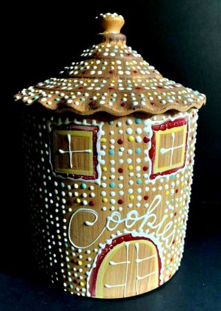 Vintage Enesco Gingerbread Candy House Cookie Jar 10 Inches