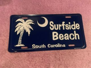 Vintage Surfside Beach Sc Booster License Plate Tag Topper South Carolina