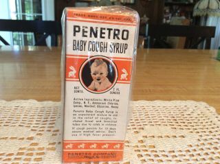 Vintage 1940’s,  Penetro Baby Cough Syrup,  2 Fl.  Ounces,  Nos,