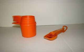 Vintage Tupperware Measuring Cups And Spoons Orange Retro