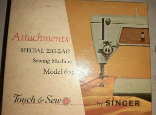 Vintage Singer Touch & Sew Deluxe Zig - Zag Attachments Sewing Machine Model 603