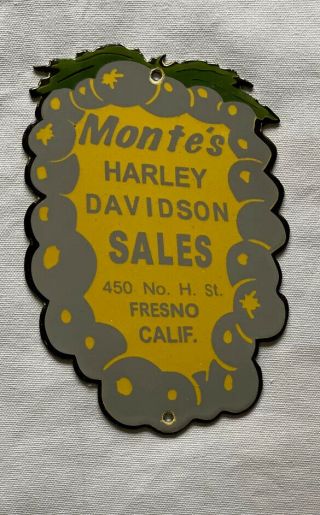 Vintage Montes Harley Davidson Motorcycle Sales Porcelain Sign Car Truck Oil Gas