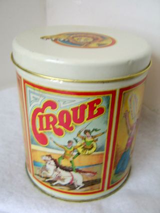 Vintage Circus Cirque Tin Can By Ballonoff Cleveland,  Ohio Usa