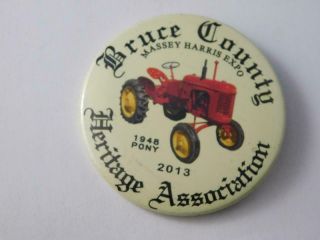 Massey Harris Expo 1948 Pony Tractor Bruce County Vintage Button Pin