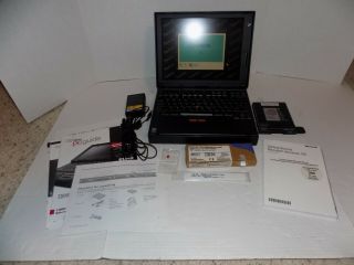 Working?? Vintage Ibm Think Pad Laptop With Charger & Booklet Error Page