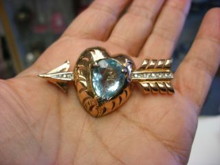Vintage Valentine Jewelry - Keja Sterling Silver Heart & Arrow Brooch Pin 2170