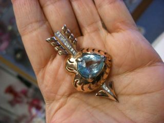 Vintage Valentine Jewelry - Keja Sterling Silver Heart & Arrow Brooch Pin 2170 2