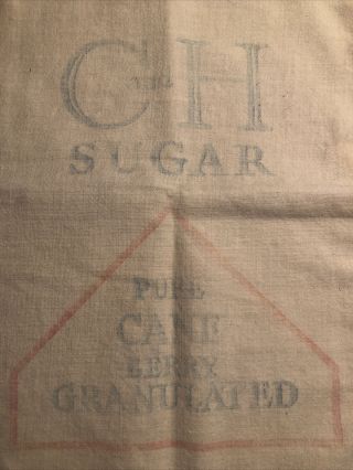Vintage C&h Sugar Cloth Sack Bag 6 Lbs Pure Cane Berry Grandulated