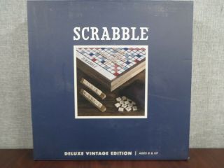 Scrabble Deluxe Vintage Edition Wooden Game Set With Lazy Susan Board