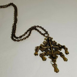 Vintage Kalevala Koru Finland Bronze Celtic Viking Pendant Charms Necklace