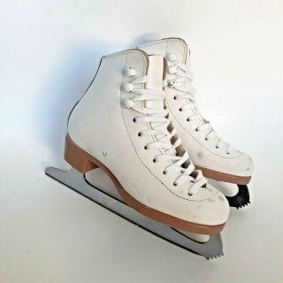 Vtg Riedell Figure Ice Skates Toddler Girl Size 11.  5 11 1/2 White Leather 83861