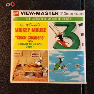 Mickey Mouse Clock Cleaners Donald Duck Goofy Vintage View - Master Reel Pack B551