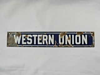 Vintage Western Union 2 Sided Porcelain Sign
