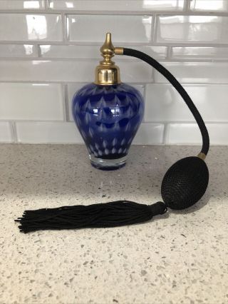 Iris Vintage Refillable Hand - Blown Art Glass Perfume Bottle Atomizer