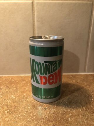 1980’s Vintage Mountain Dew Soda Pop Can 12oz Push Tab Aluminum Pepsi