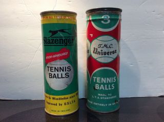 Vintage/antique Slazenger & Tmc Universe Metal Tennis Ball Cans (2) With No Balls