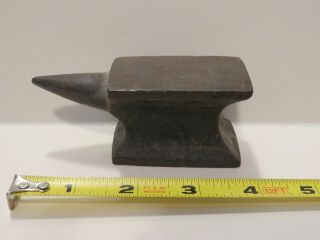 Vintage Miniature Cast Iron Anvil,  3 7/8 " Long,  1 Lb 4 Oz,  Colonial Style