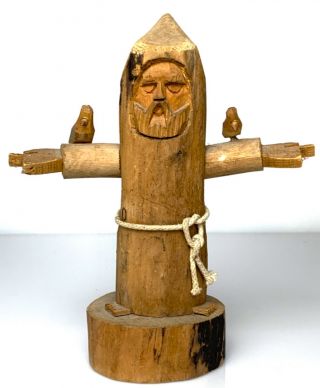 Vintage Ben Ortega Carved Wood Santo Mexico Arts St Francis W Doves 7 1/2 "