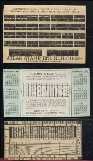 10 Vintage Stamp Dealer Advertising Perforation Gauges All Different Dealers