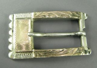 Plamex Sterling Silver Ornate Belt Buckle 10k Rose Gold Plate Trim Vtg