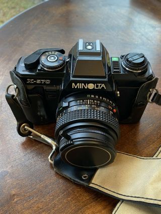 Vintage Minolta X - 570 35mm Film Camera Md 50mm W/ Case And Strap