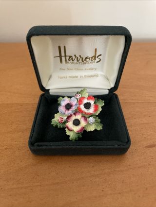 Euc Vintage Harrods Hand Made Bone China Flower Bunch Brooch Pin England