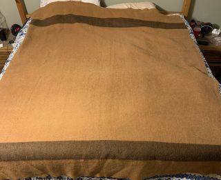 Vtg Golden Dawn Wool Blanket 82x 72” Stripes Usa Made
