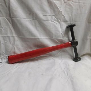Vintage Auto Body Hammer With Round And Square Heads And Red Handle