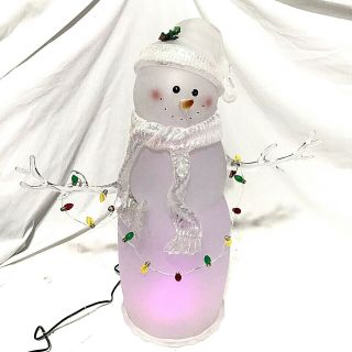 Light Up Snowman Vintage Christmas Yard Decoration Acrylic Led Color Change Jcp