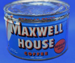 Vintage Maxwell House Coffee One Pound Tin Can Regular Grind