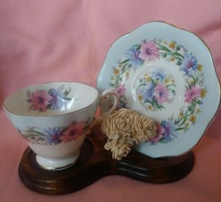 Vintage Foley Cornflower Demitasse Tea Cup & Saucer Set