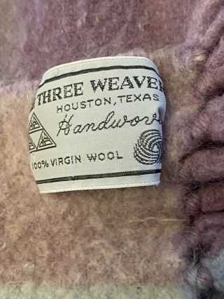 Vintage “the Three Weavers” Handwoven Throw Blanket 100 Virgin Wool