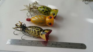 Fishing Lure Fred Arbogast 2 " Hula Poppers Yellow And Green And Black