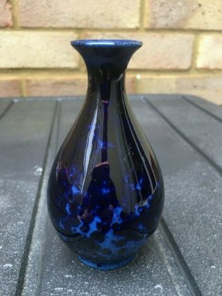 Vintage Royal Doulton Dark Blue Mottled Small Vase - Titanian Ware Glaze