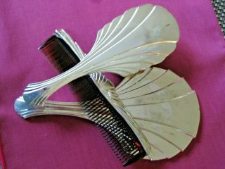 Towle Vanity Set Mirror Hairbrush Comb Silver Plate Vintage Art Deco Style