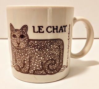 Vintage Taylor & Ng Le Chat Coffee Mug Brown Cat Mouse Yarn 1978