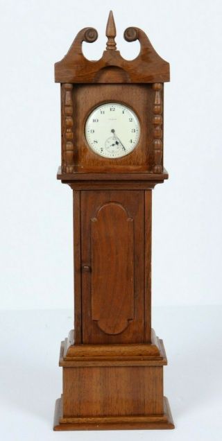 Vintage Elgin Mini Wooden 12 " Grandfather Clock From Automatic Pocket Watch Vtg