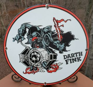 Vintage Rat Fink Porcelain Gas Auto Ed Roth Star Wars Darth Vader Service Sign
