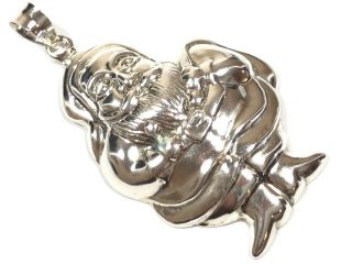 Awesome Vtg Sterling Silver Santa Claus Necklace Pendant - Signed Nf