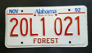 Alabama Heart Of Dixie Forest 1992 Al Vintage Classic License Plate 20l1 021