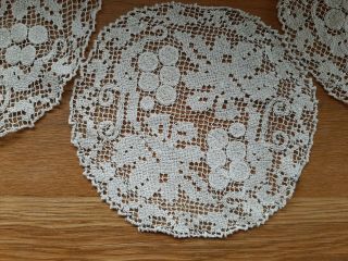 3 X Vintage Cotton Crochet Lace Doilies.  Ecru. 2