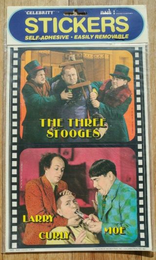 Vintage Celebrity (huge) Stickers Mark 1 The Three Stooges 1984 Nip 2 Sheets