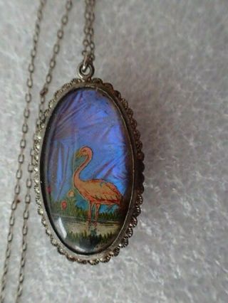 VINTAGE PALM TREE/FLAMINGO PENDANT WITH CHAIN WITH STERLING CLASP 2