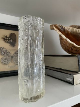 Whitefriars Style Glass Bark Vase Vintage Ravenhead 60s Midcentury Retro