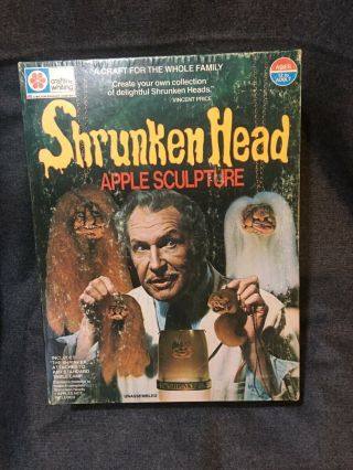 Vintage Vincent Price Shrunken Head Apple Sculpture Kit Game Craft 1975 70s