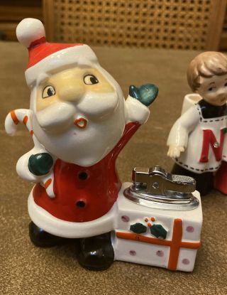 Vintage Christmas Santa Lighter,  Santa Ashtray,  Cigarette Holder Noel Set Japan 2