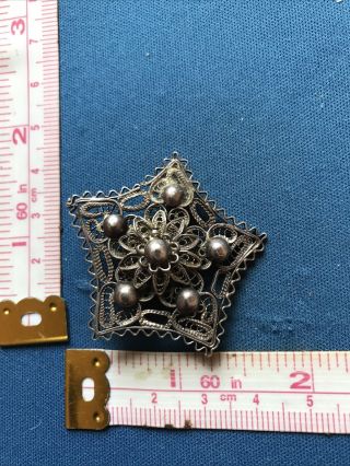 Vintage Jewellery Silver Filigree Brooch (6)