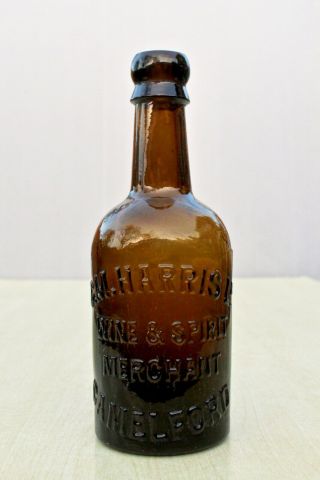Vintage Harris Camelford Cornwall Wine & Spirit Merchant Dark Amber Beer Bottle