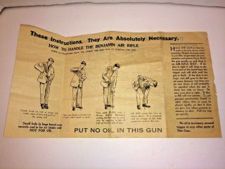 Vintage Instruction Sheet For Benjamin Air Rifle Model " F " Parts Prices